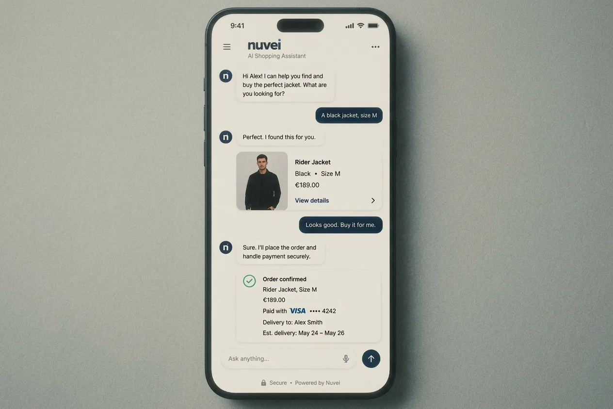 AI shopping assistant completing a purchase on a phone